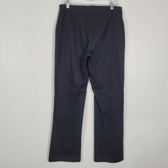 Soft Surroundings Black Textured Stretch Front Zip Straight Leg Tall Length Pant - Picture 2 of 5